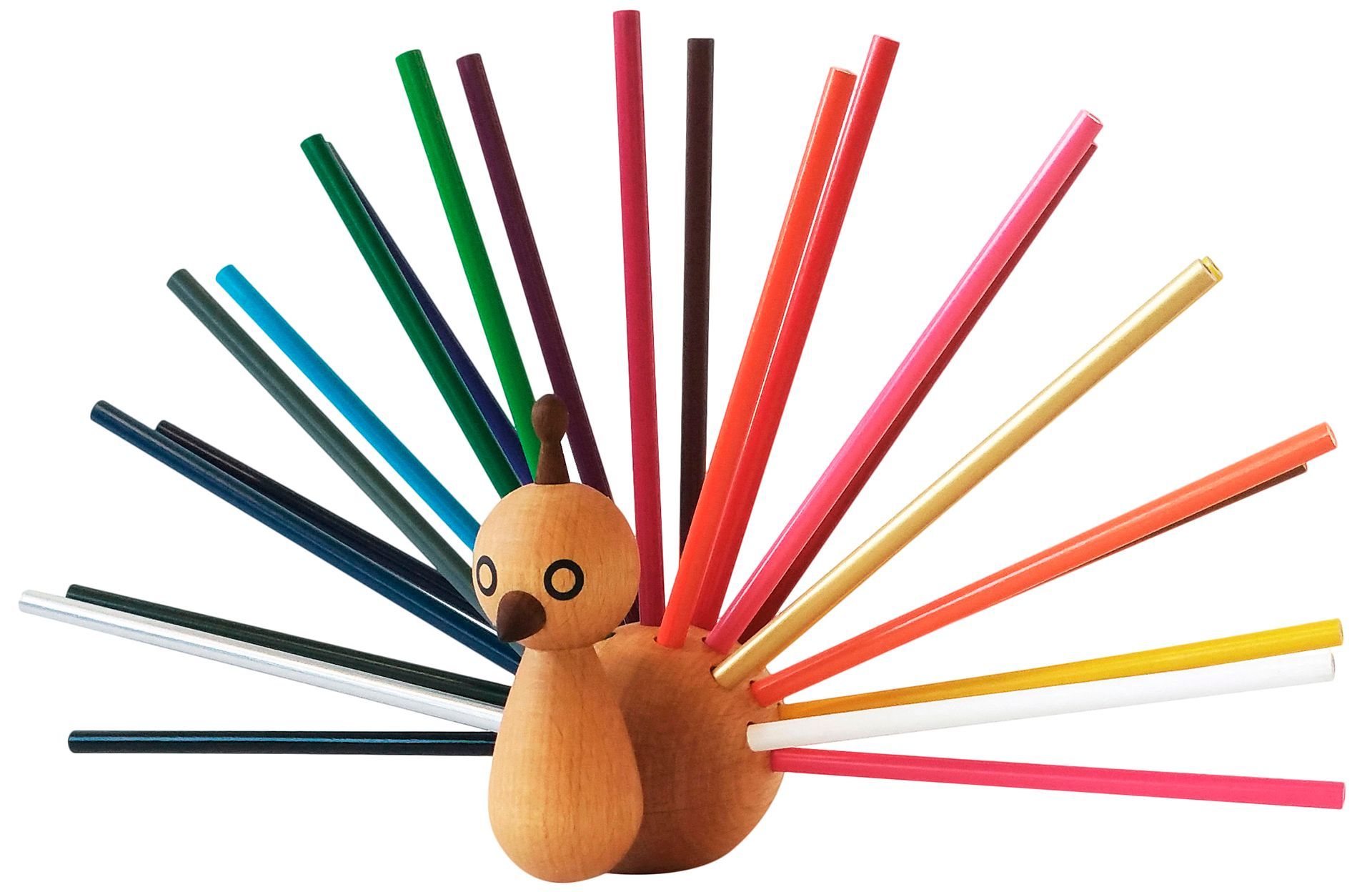 Made In Design_porte-crayons-peacock-bois-naturel-crayons-multicolores_madeindesign_265683_original