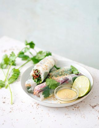 Rouleaux De Printemps Saumon Chevre Pour 4 Personnes Recettes Elle A Table