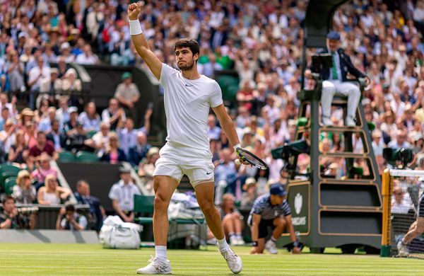 Carlos Alcaraz in the final of Wimbledon on July 16 © Heathcliff O'Malley/Shutterstock/Sipa