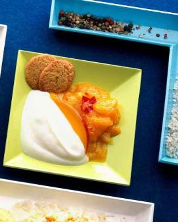 Compote de mangue pimentee et fromage blanc battu pour 4 personnes