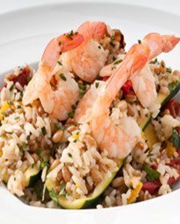 Courgette Farcie Aux Crevettes Et Riz Aux Legumes Pour 4 Personnes