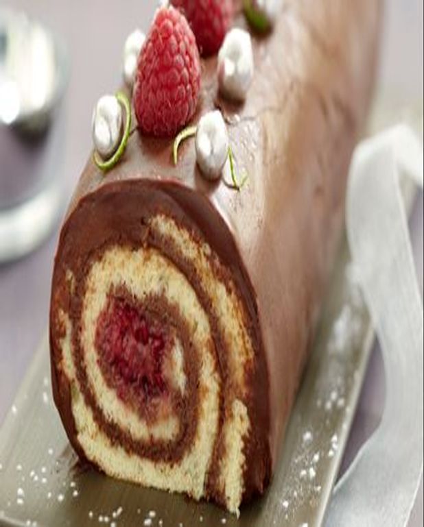 Buche Roulee Chocolat Framboise Biscuit Coco Citron Vert Pour 4
