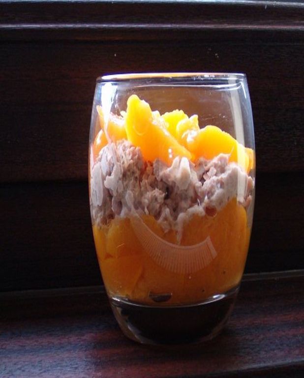 Verrine Thon Peche St Moret Duo de thon et pêches en verrine pour 4 personnes - Recettes Elle à Table