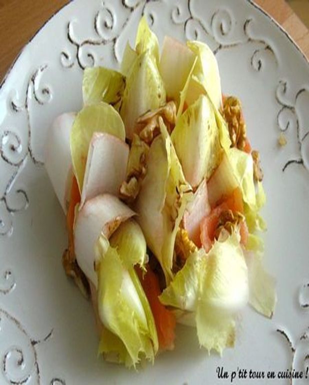 Salade d'endive aux noix et au saumon fumé pour 4 personnes Recettes