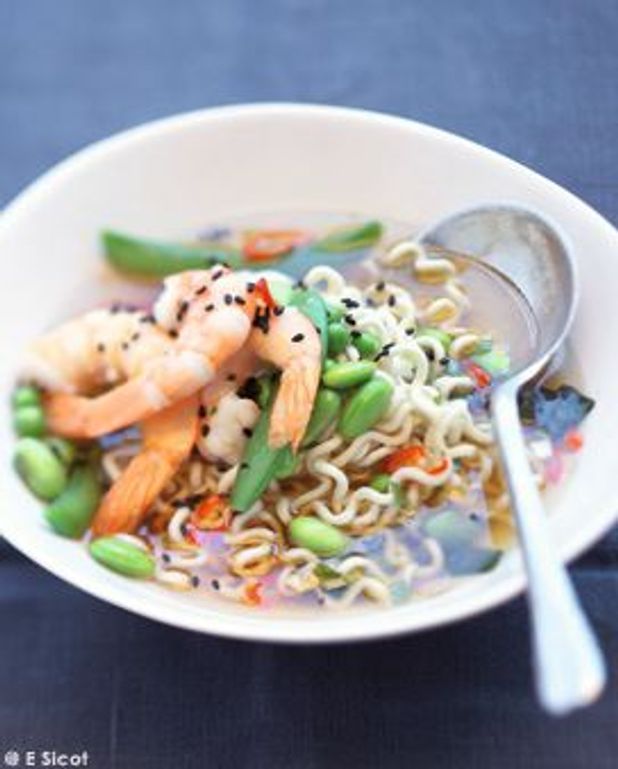 Soupe Miso Aux Legumes Aux Crevettes Et Aux Nouilles Pour 4