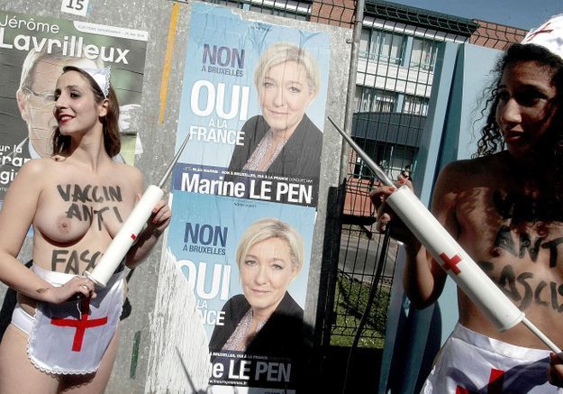 Des militantes Femen manifestent à Hénin Beaumont