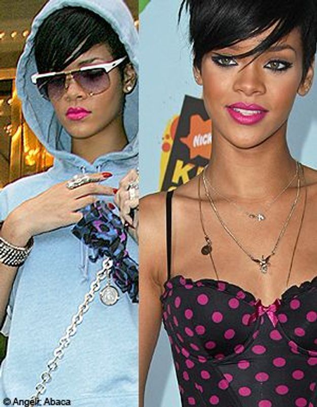 Rihanna ose les lèvres 'rose bonbon' ! - Elle