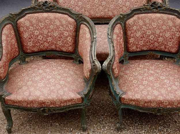 Salon Canape Fauteuils Style Louis Xv Coquille Meuble