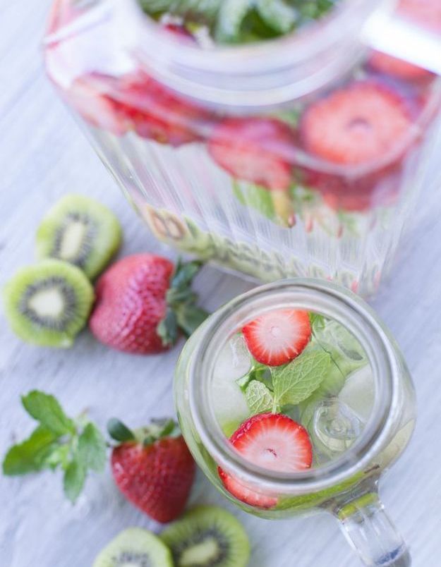 Eau détox fraise kiwi menthe - Des eaux détox pour s Eau détox fraise kiwi menthe - Des eaux détox pour s