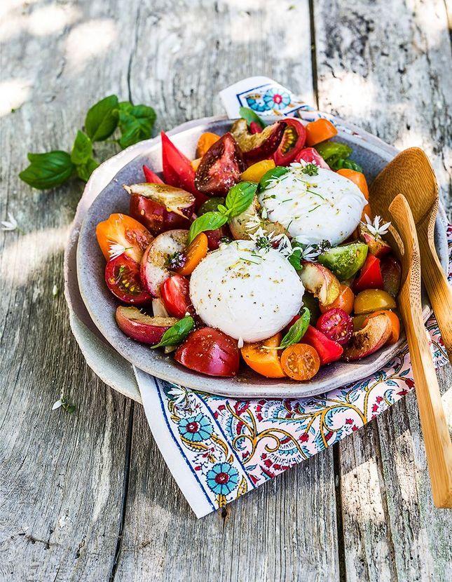 Salade caprese aux nectarines rôties