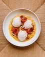 Risotto façon paella, spianata piccante et émulsion marinière