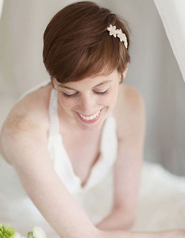 Coiffure De Mariee Coupe Courte Et Headband Discret Les Plus