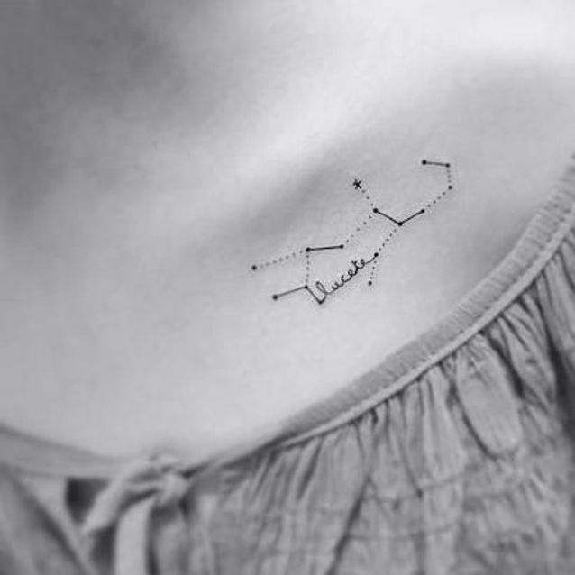Tatouage Signe Astrologique Vierge Constellation Prénom - 