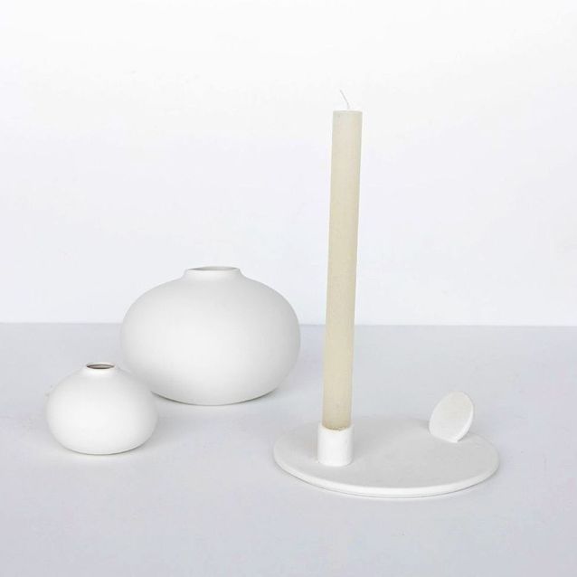 5 Bougeoirs Porcelaine Blanche 33mm - Mini Chandeliers Rituels
