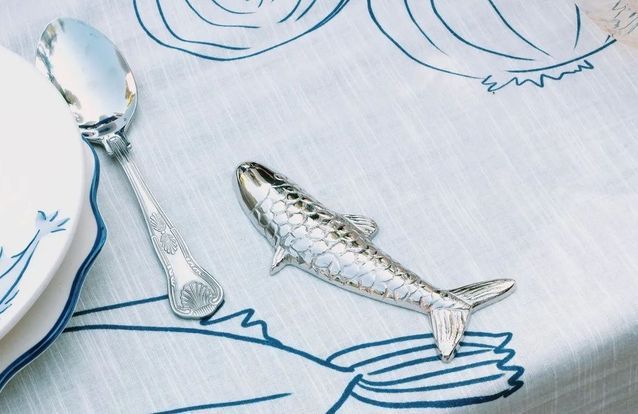 Nappe Rectangulaire Coton - Motif Coquillages Et Poissons - Thème Bord De Mer - NEUVE