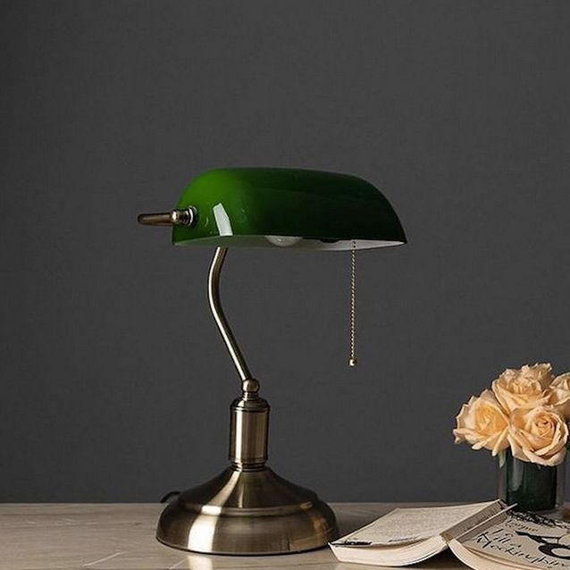 Lampe de table rétro luminaire banquier vert bureau salle séjour cabinet travail