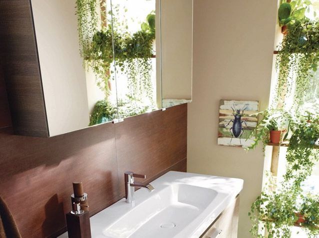 Idée déco de salle bains : un mur végétal