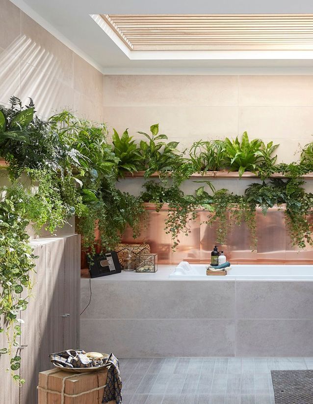 Apporter un esprit jungle via les plantes pour une salle de bains zen