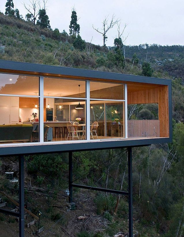 Inspiración decorativa: 15 impresionantes casas de arquitectos de vidrio Une maison en verre facon container - Inspiración decorativa: 15 impresionantes casas de arquitectos de vidrio