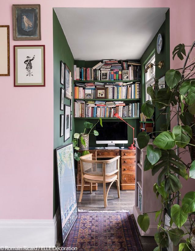 Un bureau bibliotheque version cabinet de curiosite moderne - Una casa londinense multicolor