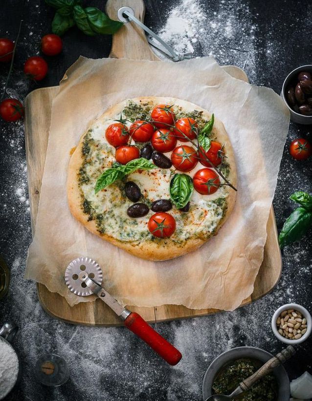 Pizza pesto et fromage de chèvre