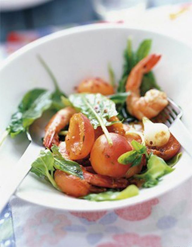 Salade de crevettes et abricots au piment vert