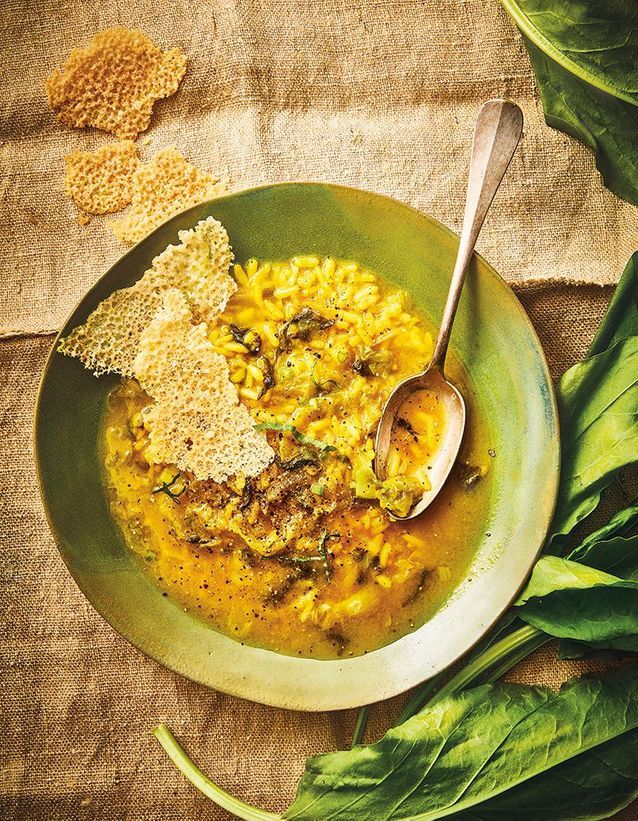 Soupe de laitue et oseille au riz complet