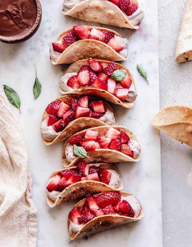 Mini-tacos aux fraises et crème de coco