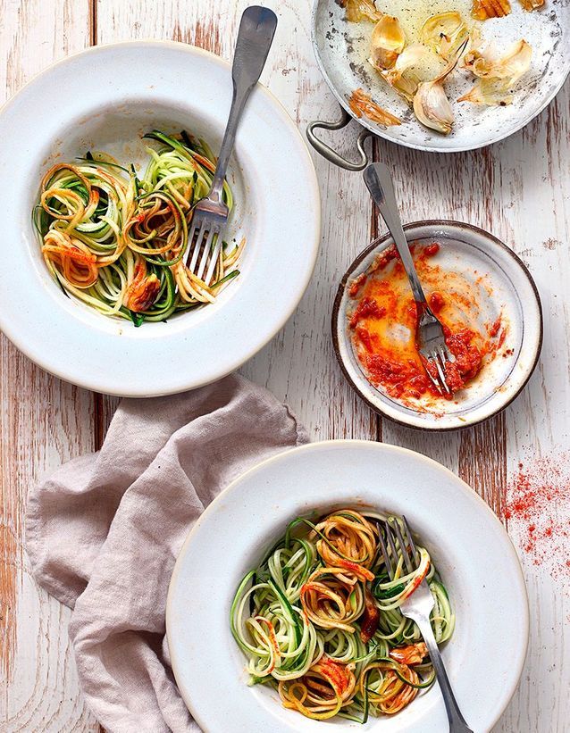 Courgettis, ail rôti et paprika fumé