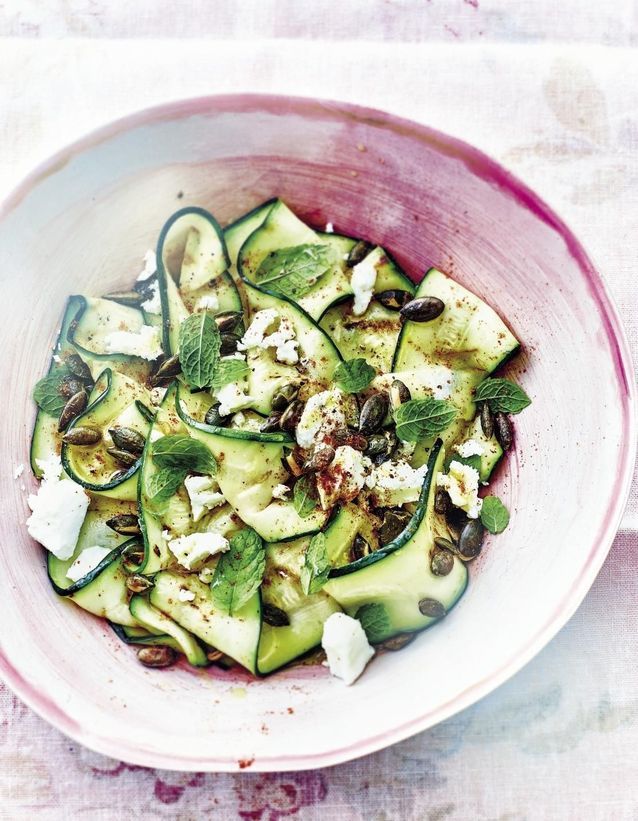 Salade de courgettes grillées feta menthe