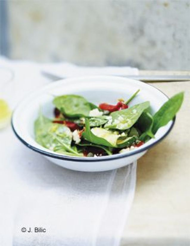 Salade d'épinards aux légumes confits