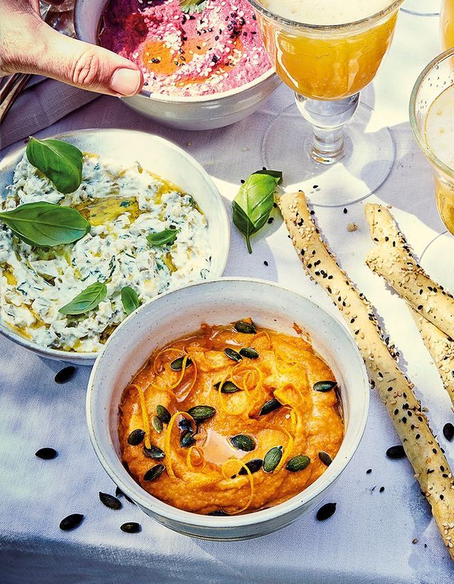Crème d’olive verte, ricotta et basilic