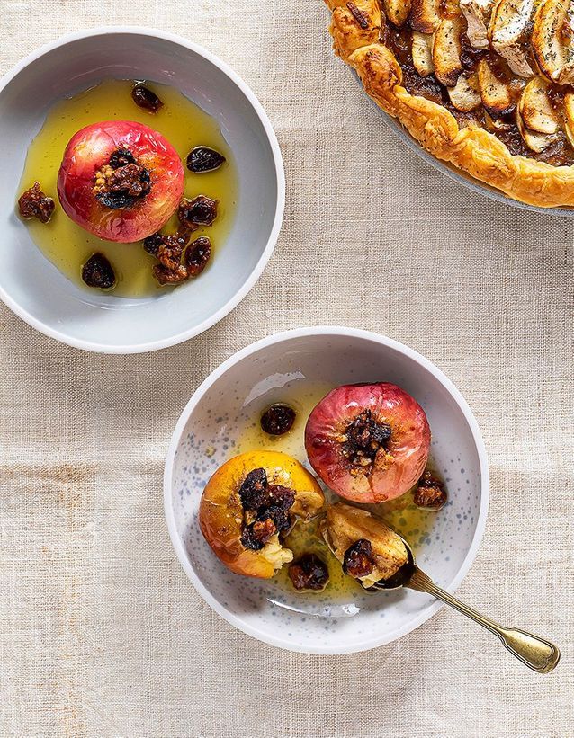 Pommes au four, noix et cranberries