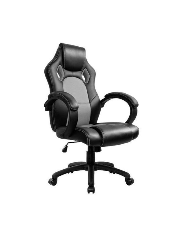 An ergonomic office chair in faux leather