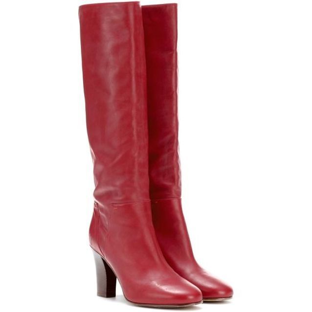 Boots cuir rouge cheap femme