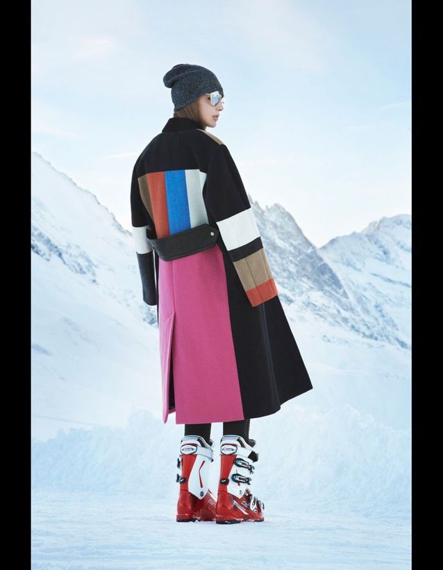Manteau en laine multicolore Céline
