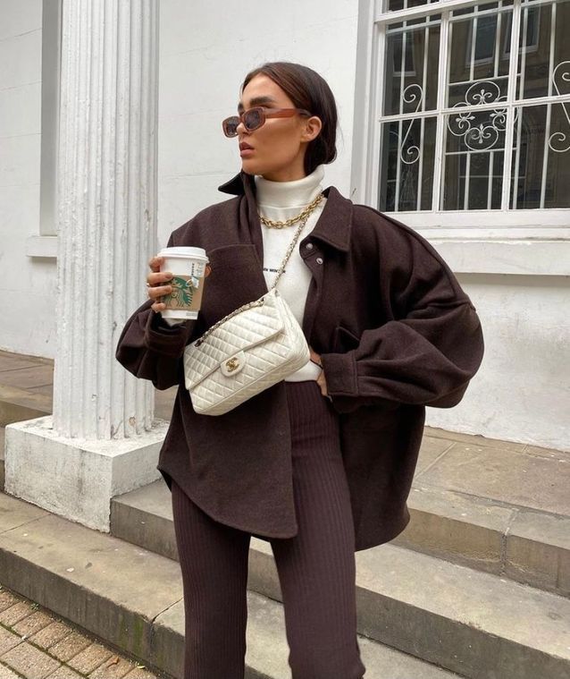 Brown ribbed set