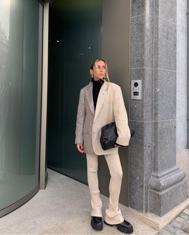 Ribbed pants and suit jacket