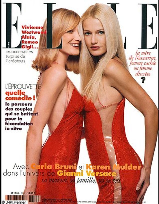 Couverture ELLE magazine 1996 avec Carla Bruni et Karen Mulder