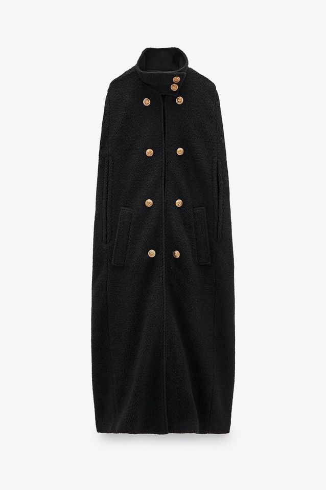 manteau cape noir femme zara