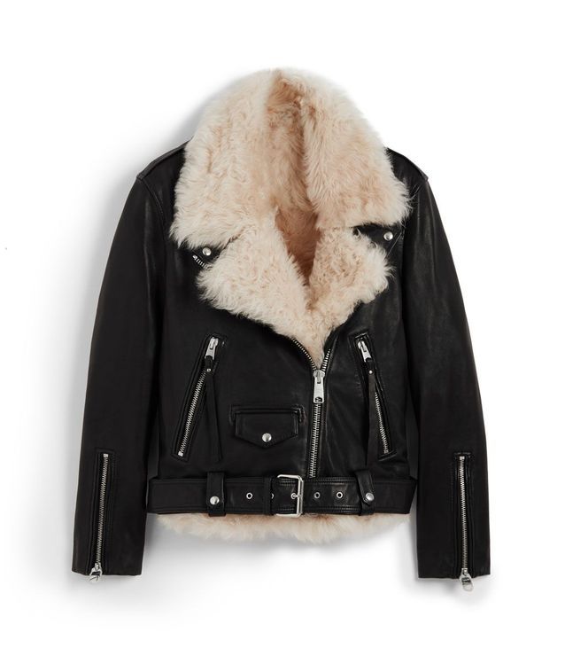 Veste en cuir et peau lainée ALL SAINTS 15 peaux lainées pour finir l