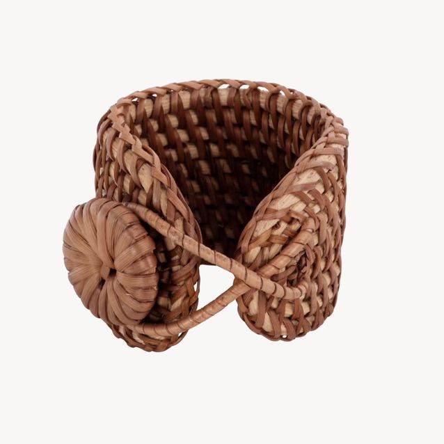 Lot De 4 Ronds De Serviette En Rotin Tressé à La Main