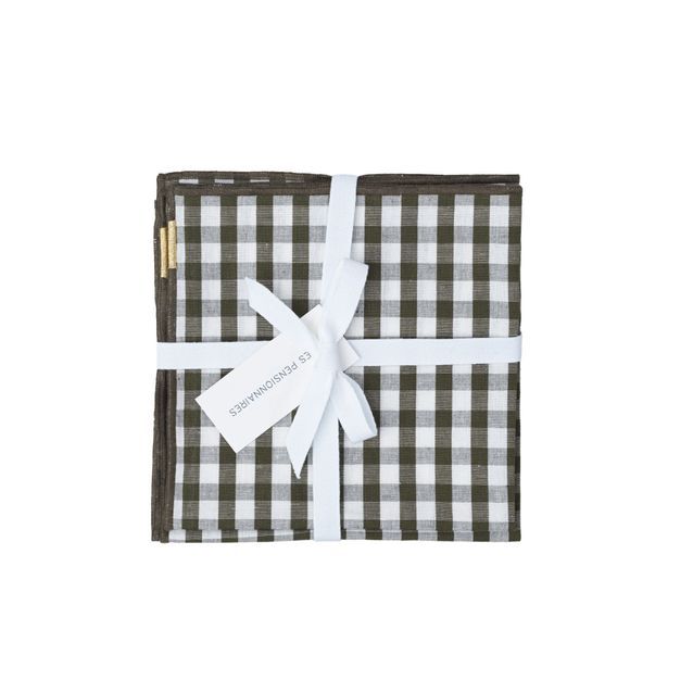 Serviettes De Table Encasa XO - Lot De 12 En Coton Buffle à Carreaux Rouges - 43x43 Cm - Lavable Et Réutilisable