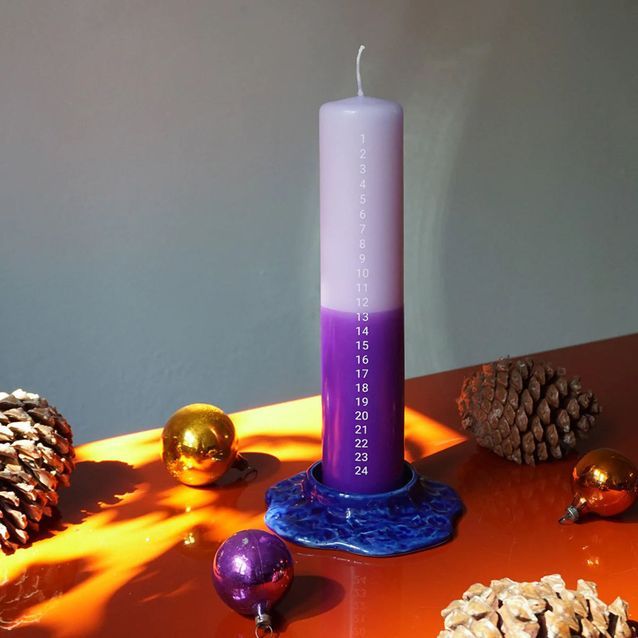 Bougies De Noël Flocon Et élan - Lot De 2 Bougies Rouges Faites Main