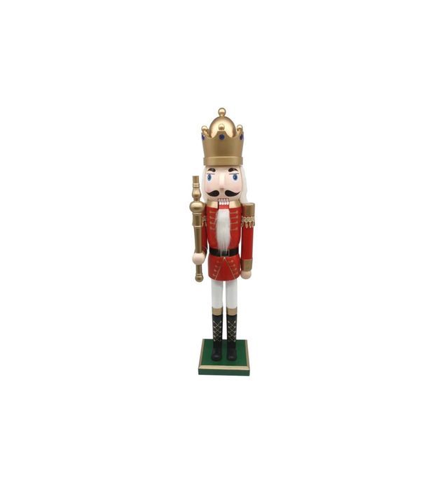 Figurine Casse-Noisette Bois Blanc Doré 25cm - Déco Noël