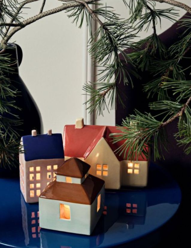 Décoration Noël Village Pottery Photophore Maison De Noël Enneigée