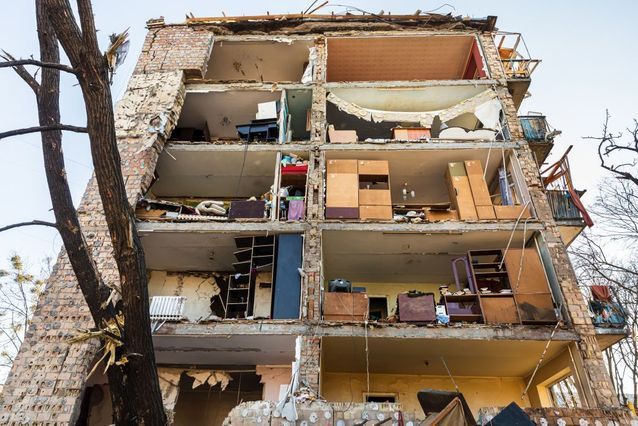Un parmi les nombreux immeubles dévastés en Ukraine