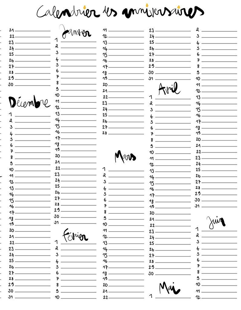 Telechargez Votre Calendrier D Anniversaire Gratuit Elle