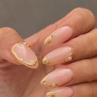 Manucure mariage façon nail art doré