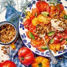 Salade façon caprese, glace burrata basilic, granola pignons de pin et amandes